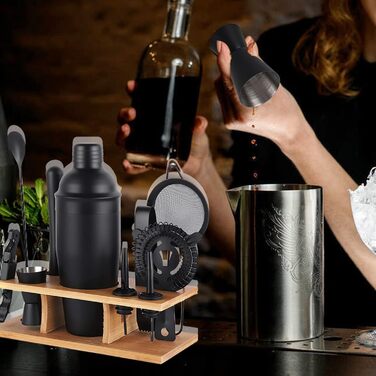 Набір бармена 11 предметів чорний OBALY