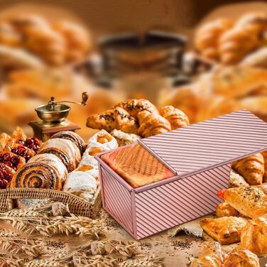 Форма для выпечки хлеба тостов с крышкой 20,8x12x11 см, розовое золото PuretéavHom