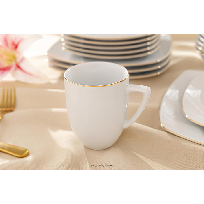 Набор посуды konsimo Combi на 12 персон Набор тарелок CARLINA Modern 36 предметов Столовый сервиз - Сервиз и наборы посуды - Комбинированный сервиз 12 персон - Сервиз для семьи - Посуда Столовая посуда (Комбинированный сервиз 12 шт., Golden Edges)