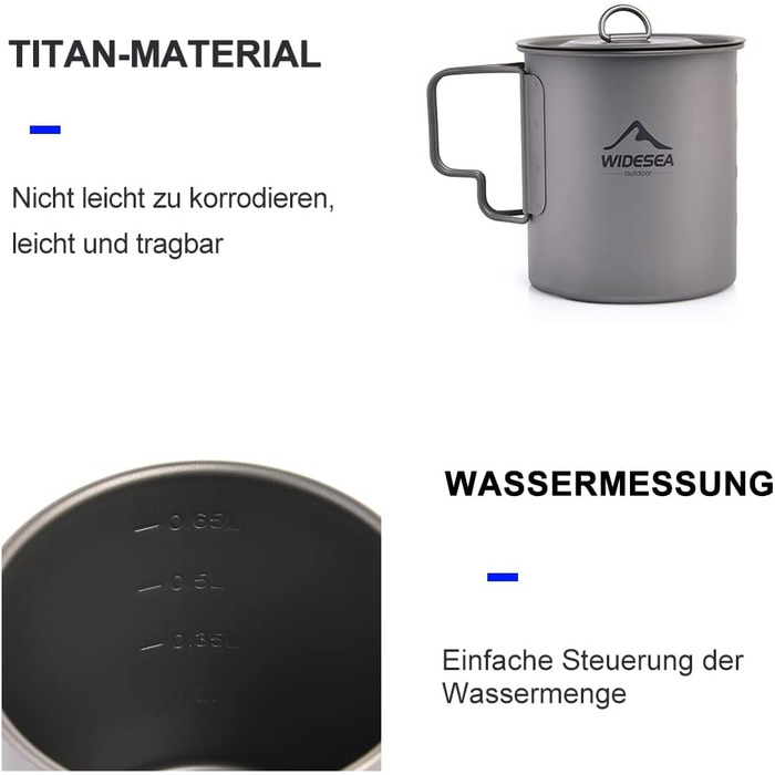 Чашка-термос для кемпінгу 750 мл widesea