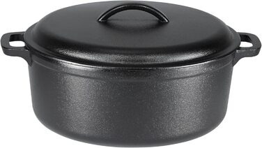Чугунная сковорода-голландка с двумя ручками, черная Amazon Basics