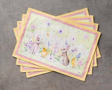 Бавовняні килимки для серветок, набір з 4 шт. , декоративні килимки для серветок, пасхальні килимки, що миються, для свят, вечерь, весни, літа (33 см x 48 см) (жовті), 39Hermine 100