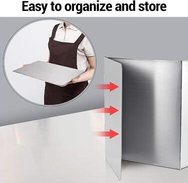 Складаний настінний кухонний бризкозахисний екран, кухонна пластина для бризок, захист від бризок з антипригарним покриттям, легко миється, для щоденного приготування їжі (чотирисекційний складний (бічне всмоктування), 90*38*70*45 см)