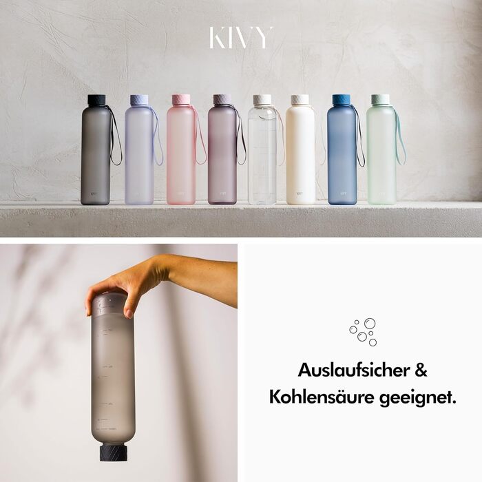 Пляшка для води 1 л тританова, попелясто-чорна KIVY