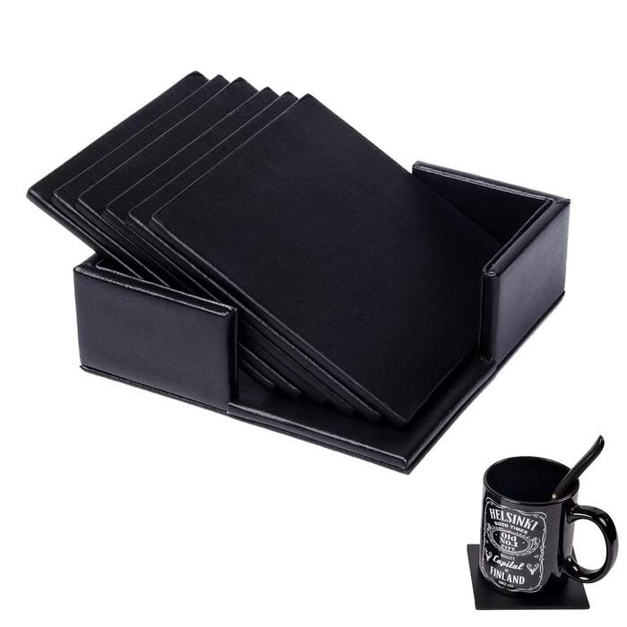 Набір підставок для напоїв із 6 штук з екошкіри RICHSUM