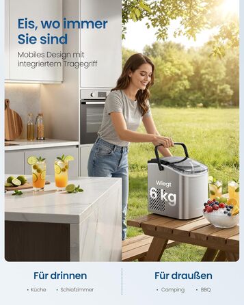 Ледогенератор для дома и путешествий 9 кубиков за 6 минут серебристо-серый SONGMICS