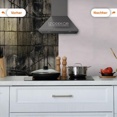 Стінові панелі IZODEKOR під мармур 60x120 см Панель для кухонного фартуха ПВХ-облицювання стін для кухні, ванної кімнати Бризкозахисний екран для кухні Водонепроникний та термостійкий (4 панелі, колір лебединий білий)