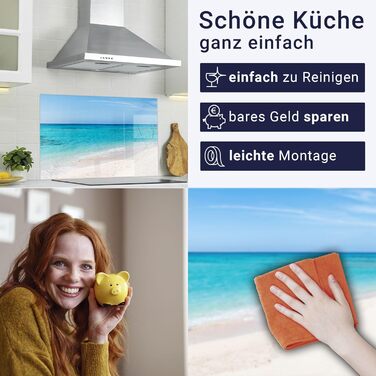 Кухонний фартух Timalo зі скляним виглядом Північне море, очерет, захід сонця, океан, солома 2-мм акрилове скло Бризкозахисна стінка для плити, скляний кухонний фартух, акрилові скляні стінові панелі, захисна панель для фартуха (200 x 58 см, 304- Beach)