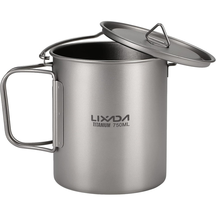 Туристический титановый котелок с крышкой 750 мл Lixada