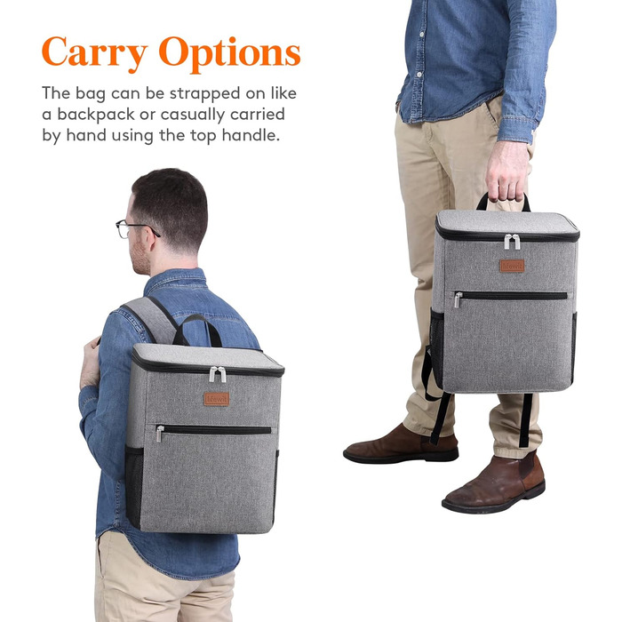Рюкзак-холодильник Рюкзак-холодильник Сумка-холодильник Сумка для пикника Большая изолированная сумка-холодильник Мужчины Женщины Для Пляжа / Пикника / Кемпинга / Барбекю / Пеших прогулок, Серый, 24L Cool
