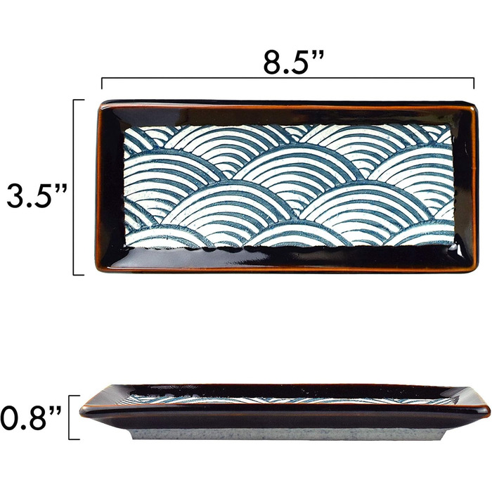 Набір посуду для суші на 2 персони, 8 предметів, Синя хвиля Artcome