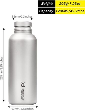 Серебряная бутылка для кемпинга 1,2л SILVERANT