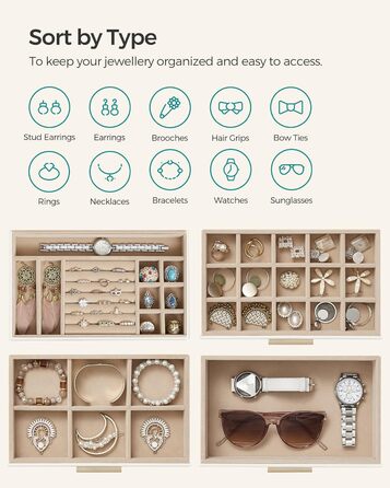 Органайзер для ювелірних виробів 4-рівневий хмарно-білий SONGMICS