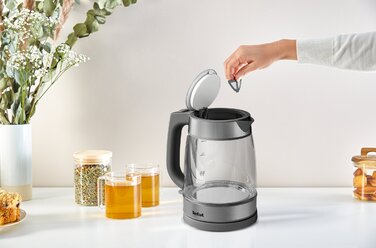 Tefal Електрочайник Glass Kettle, 1,7л, скло, сірий