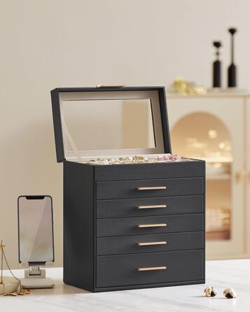 Органайзер для ювелирных изделий 6-уровневый, черный SONGMICS