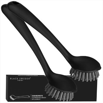 Щітка для миття посуду з міцною щетиною 2 шт. чорний Black Sweden Home