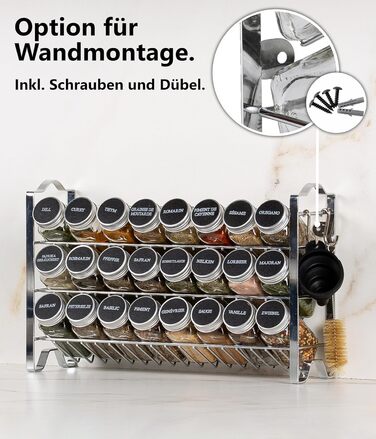 Підставка для спецій трирівнева з 24 баночками, хромована Deco haus