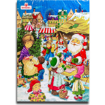 Адвент-календарь, 24 фигурки из молочного шоколада, мотив рождественской ярмарки Windel