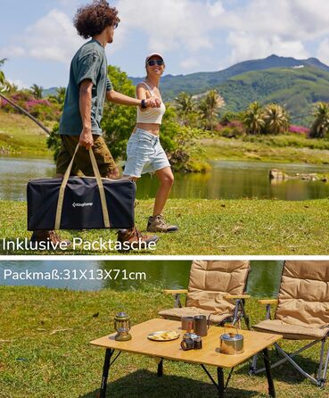 Складний бамбуковий стіл для кемпінгу 100 x 70 см KingCamp