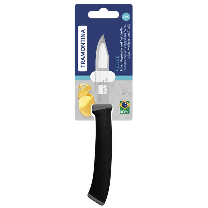 Нож для овощей Tramontina Felice black, 78 мм (7081474)