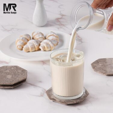 Підставки під чашки з мармуру з підставкою, 8.9 см, з оніксу, ручної роботи, для офісу, напоїв, кави та бару, на обідній стіл, набір з 6 шт. (Океанічний стиль)