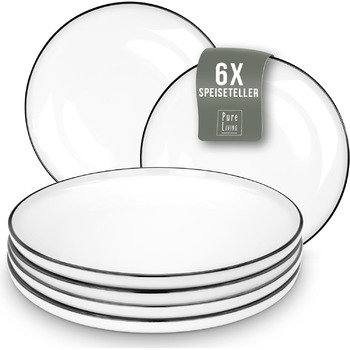 Набор обеденных тарелок 26 см, 6 предметов, белый Pure Living