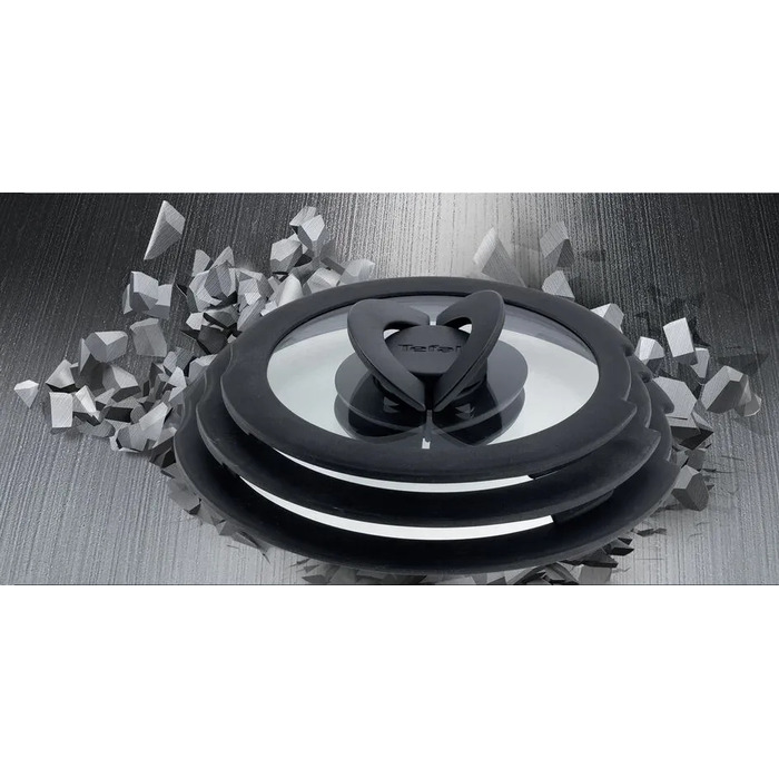 Набор стеклянных крышек Tefal Ingenio, 16см, 18см, 20см, стекло, пластик, черный