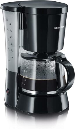 Фільтр-кавоварка SEVERIN зі скляним глечиком, кавоварка до 10 чашок на каструлю, для насолоди ароматною кавою, просте керування, з нагрівальною пластиною, чорна, KA 4479 Black Single