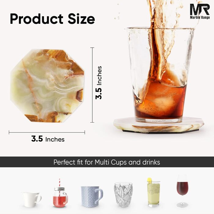 Елегантні мармурові підставки під склянки 6 шт MARBLE RANGE