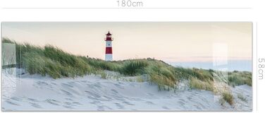 Кухонний фартух timalo зі скляним виглядом Північне море, очерет, захід сонця, океан, солома 2 мм акрилове скло Бризокості для плити, кухонний скляний фартух, акрилова скляна настінна панель, захисна панель для фартуха (180 x 58 см, 300- Маяк)