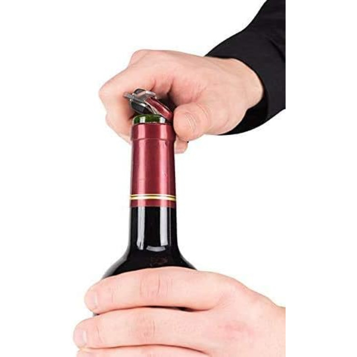 Штопор с резаком для капсул, открывалкой для бутылок и крепежным кольцом, Clavelin, нержавеющая сталь / ABS, 14 см, 200428