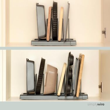 Тримач для посуду розсувний, набір 2 предмети, сірий Simplywire