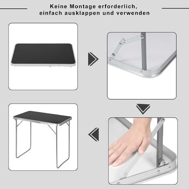 Розкладний стіл для відпочинку 80x50x70 см чорний eSituro