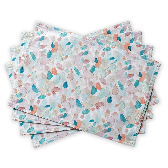 Бавовняні килимки, набір з 4 шт. , декоративні килимки, пасхальні килимки, що миються, для свят, вечерь, весни, літа (33 см x 48 см) (046 - Літній пікнік), 39Hermine, 100