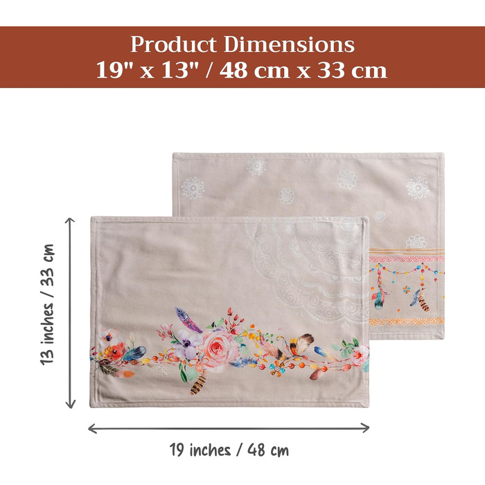 Бавовняні килимки, набір з 4 шт. , декоративні килимки, пасхальні килимки, що миються, для свят, вечерь, весни, літа (33 см x 48 см) (024 - Ібіца - бежевий), 39Hermine, 100
