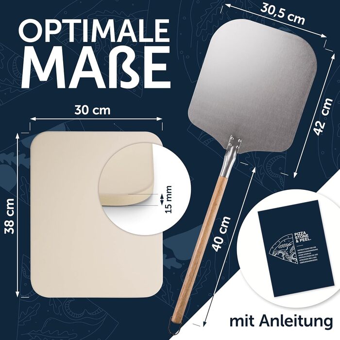 Камінь для піци 38x30 см з лопаткою Blumtal