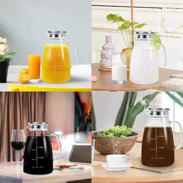 Стеклянный кувшин с крышкой и мерной шкалой 2 л Aofmee