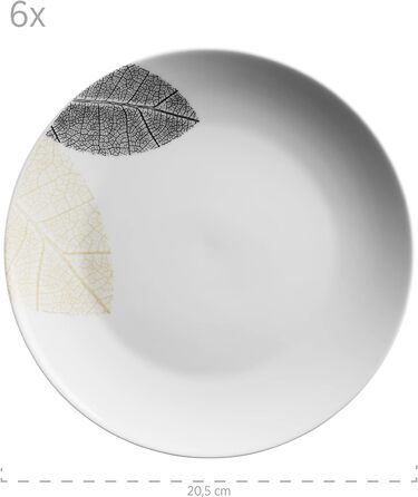 Красиво оформленный набор посуды на 6 персон, комбинированный сервиз из 30 предметов, без ободка, фарфор, белый, 931215