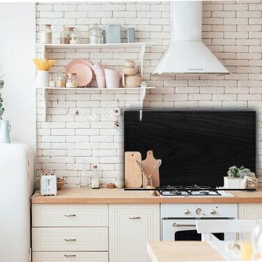 Дизайнерський кухонний бризкозахисний екран з алюмінієвого композиту, кухонний фартух, товщина 3 мм, 60x100 см, (під дерево чорного кольору)