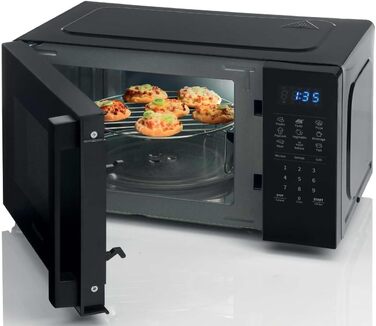 Мікрохвильова піч Hisense H20MOBP1HI / 700 Вт / InverterTech / Керамічне покриття / Преміальне скло / Виготовлена на замовлення, багатофазне приготування / Функція розморожування / 5 рівнів потужності / Блокування від дітей / Чорна (20 л, цифрове керуванн