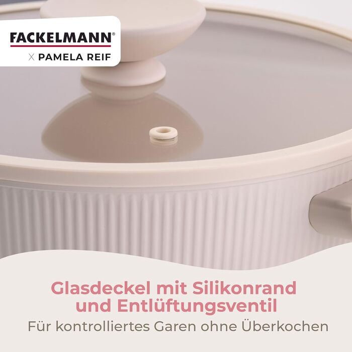 Кастрюля 24 см с ребристым дизайном со стеклянной крышкой, пастельно-бежевый Pamela Reif Fackelmann