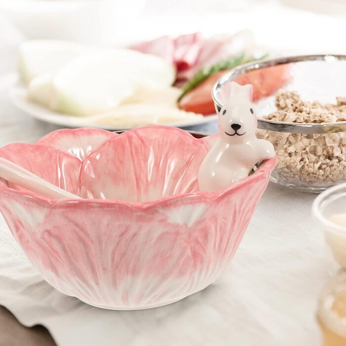 Набір мисок у формі кролика з ложкою рожевий BOSUGE