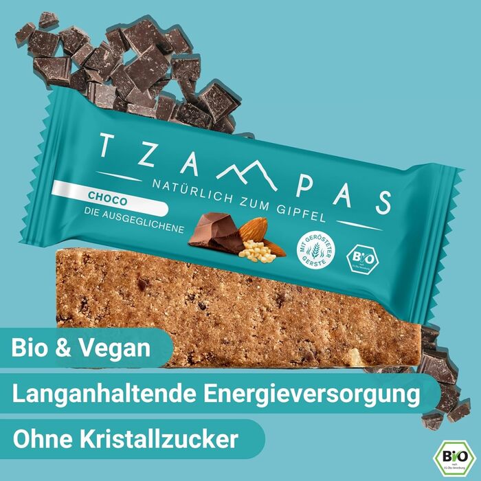 Энергетические батончики с темным шоколадом и миндалем 16 x 40 г, Choco TZAMPAS