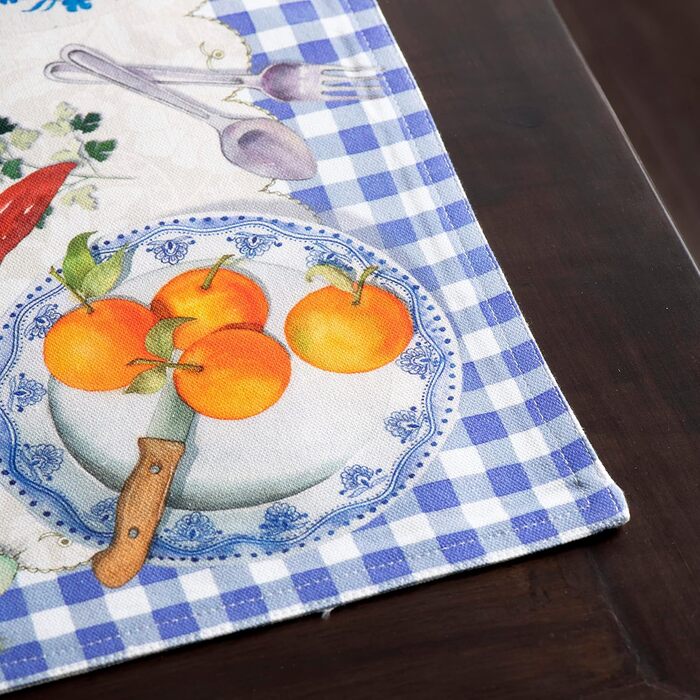 Бавовняні килимки для серветок, набір з 4 шт. , декоративні килимки для серветок, пасхальні килимки, що миються, для свят, вечерь, весни, літа (33 см x 48 см) (044 - Gourmand), 39Hermine 100