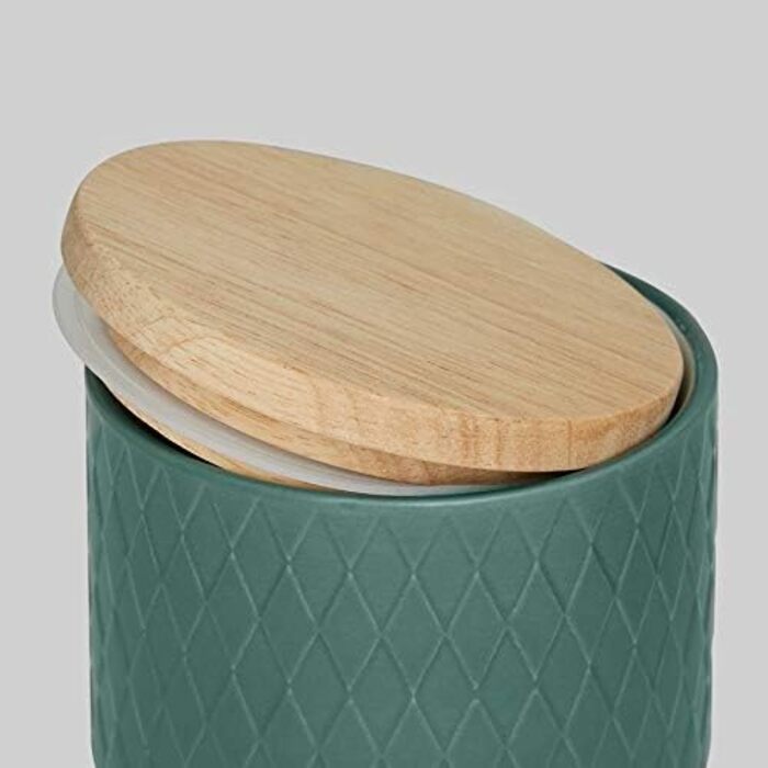 Керамічні банки для зберігання SPRINGLANE з дерев'яною кришкою м'ята, гумова дерев'яна кришка, ящики для зберігання, ящики для зберігання їжі - ( темно-зелений 10x9 см)