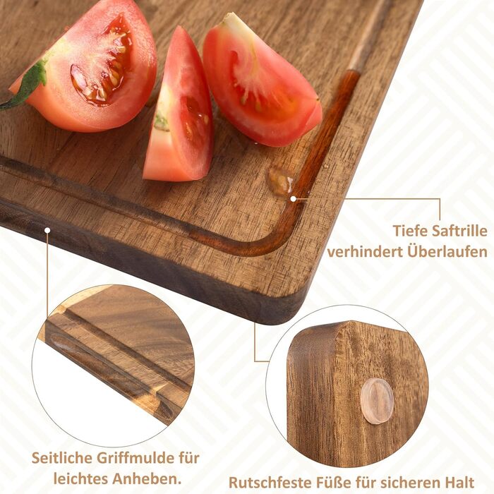 Набір з 3 обробних дощок з акацієвого дерева з підставкою Aututer