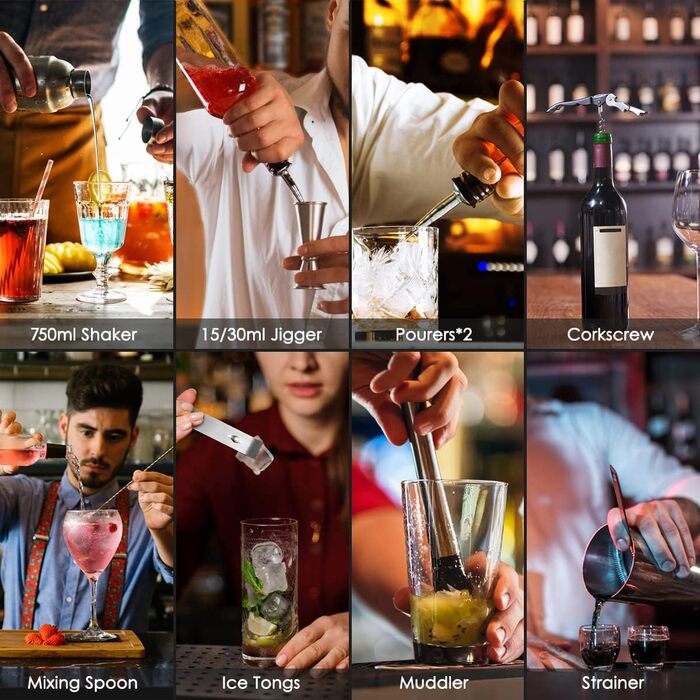 Набір для коктейлів з бамбуковою підставкою 17 предметів Eocolz