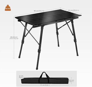 Складний алюмінієвий стіл для кемпінгу WOLTU