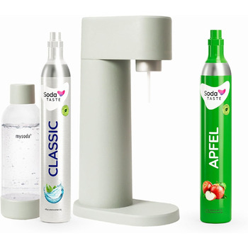 Набор для газирования воды, 4 предмета, классик + яблоко, светло-зеленый Mysoda Woody SodaTASTE