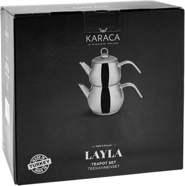 Набір чайників Karaca, Чайник 1 літр, Чайник 1,75 літра, Індукційний, Турецький чайник, Чайник, Чайник, Чайник (Layla, Металевий)